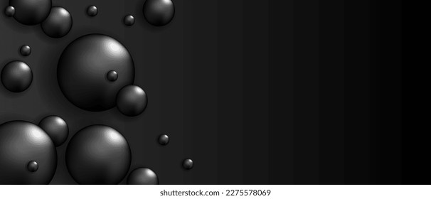 Abstract black liquid sphere futuristic banner. Modern background with spheres pattern. Vector EPS 10