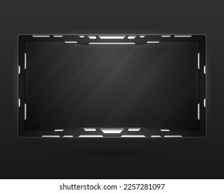 Abstract black live stream overlay webcam screen gui panel for video broadcast