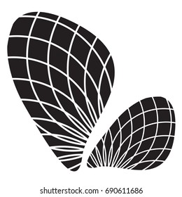 Abstract black logo with two petals and lines