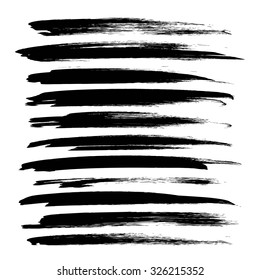Abstract black long strokes big set isolated on white backckground 2