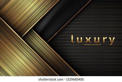 Abstract black luxury background image overlapping the beautiful golden line Geometric shapes for design