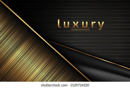 Abstract black luxury background image overlapping the beautiful golden line Geometric shapes for design