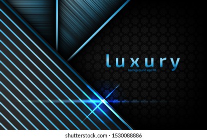 Abstract black luxury background image overlapping the beautiful blue line Geometric shapes for design