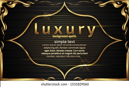 Abstract black luxury background image Golden curve vip concept for party invitation card design