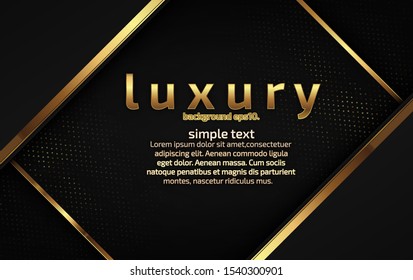 Abstract black luxury background image overlapping golden lines Geometric shapes for design Modern template