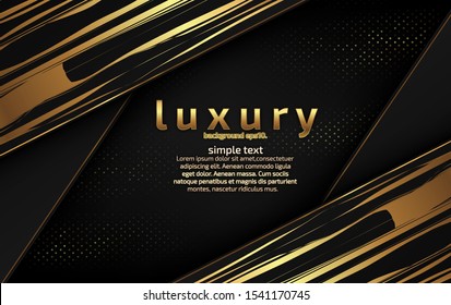 Abstract black luxury background image overlapping golden lines Geometric shapes for design Modern template