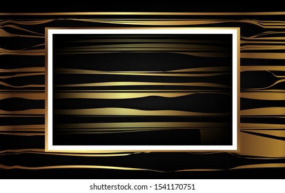 Abstract black luxury background image overlapping golden lines Geometric shapes for design Modern template