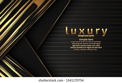 Abstract black luxury background image overlapping golden lines Geometric shapes for design Modern template
