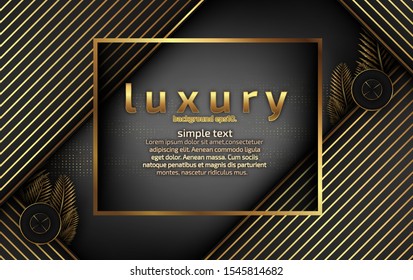 Abstract black luxury background image overlapping golden lines Geometric shapes for design Modern template
