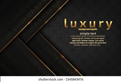 Abstract black luxury background image overlapping golden lines Geometric shapes for design Modern template