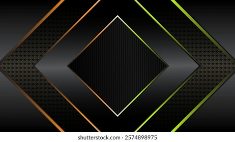 Abstract black luxury modern 
 background with gold lines. square geometric shape Elegant wallpaper. Template banner background for sales, ads, events, awards, web, pages, and others