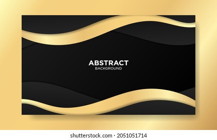 Abstract black luxury wave background. Modern background design. golden color. Fluid shapes composition. Fit for presentation design. website, basis for banners, wallpapers, brochure, posters