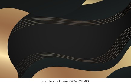 Abstract black luxury  wave background. Modern  background design. golden color. Fluid shapes composition.  Fit for presentation design. website, basis for banners, wallpapers, brochure, posters