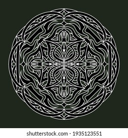 abstract black mandala in medieval style