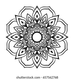 Abstract black mandala on white. Template for design