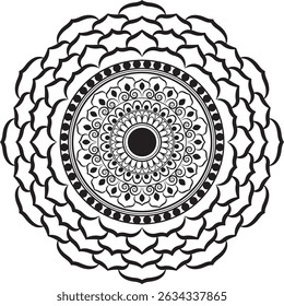Abstract Black Mandala Pattern for Background Use