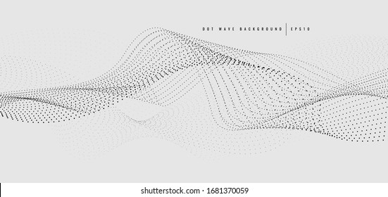 Abstract black many dot wave line pattern particle on white background. Vector illustration