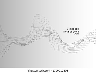 Abstract black many dots wavy lines particles on white background. Halftone wayve line shape. You can use for business, science, technology futuristic design. Vector illustration