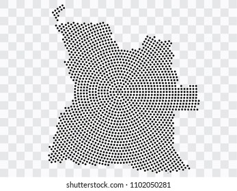 Abstract black map of Angola - planet dots planet, isolated on transparent background.Vector eps 10