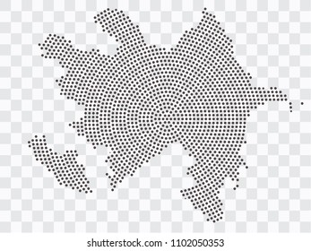 Abstract black map of Azerbaijan - planet dots planet, isolated on transparent background.Vector eps 10