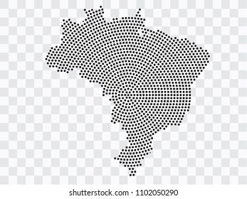 Abstract black map of Brazil - planet dots planet, isolated on transparent background.Vector eps 10