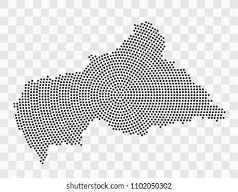 Abstract black map of Central African Republic - planet dots planet, isolated on transparent background.Vector eps 10