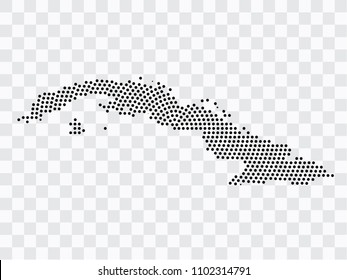 Abstract black map of Cuba - planet dots planet, isolated on transparent background.Vector eps 10
