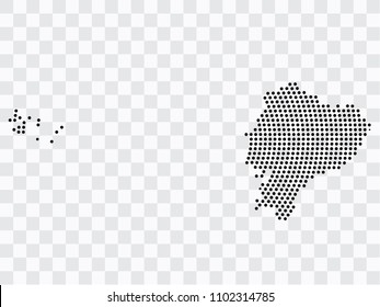 Abstract black map of Ecuador - planet dots planet, isolated on transparent background.Vector eps 10