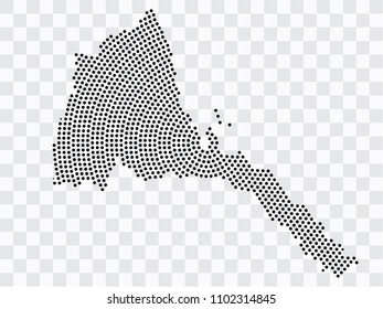 Abstract black map of Eritrea - planet dots planet, isolated on transparent background.Vector eps 10
