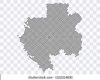 Abstract black map of Gabon - planet dots planet, isolated on transparent background.Vector eps 10