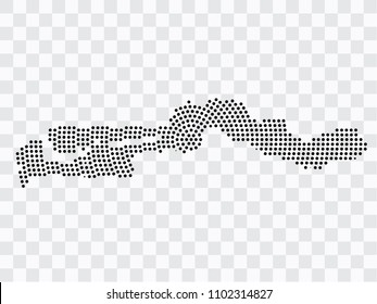 Abstract black map of Gambia - planet dots planet, isolated on transparent background.Vector eps 10
