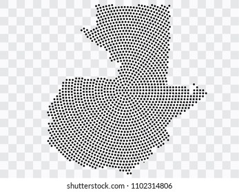 Abstract black map of Guatemala - planet dots planet, isolated on transparent background.Vector eps 10