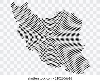 Abstract black map of Iran - planet dots planet, isolated on transparent background.Vector eps 10
