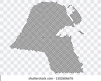 Abstract black map of Kuwait - planet dots planet, isolated on transparent background.Vector eps 10