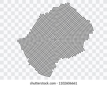 Abstract black map of Lesotho - planet dots planet, isolated on transparent background.Vector eps 10