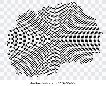 Abstract black map of Macedonia - planet dots planet, isolated on transparent background.Vector eps 10
