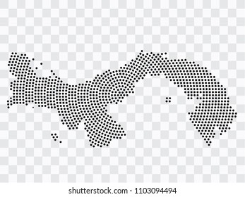 Abstract black map of Panama - planet dots planet, isolated on transparent background.Vector eps 10