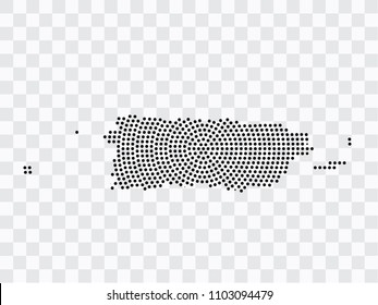 Abstract black map of Puerto Rico - planet dots planet, isolated on transparent background.Vector eps 10