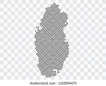Abstract black map of Qatar - planet dots planet, isolated on transparent background.Vector eps 10