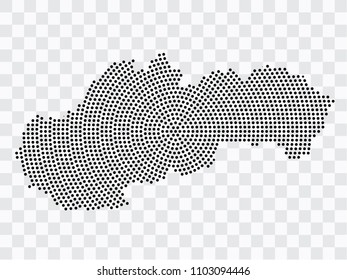 Abstract black map of Slovakia - planet dots planet, isolated on transparent background.Vector eps 10