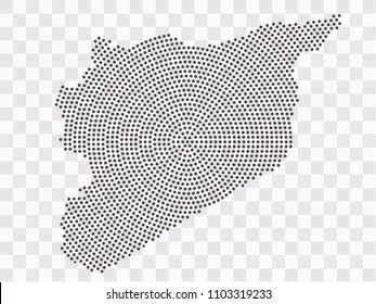 Abstract black map of Syria - planet dots planet, isolated on transparent background.Vector eps 10