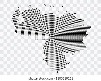 Abstract black map of Venezuela - planet dots planet, isolated on transparent background.Vector eps 10