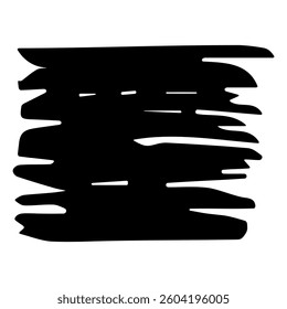 Abstract black marker scribble with rough, uneven strokes on a white background. A bold and expressive design element perfect for artistic, graphic, and creative projects.