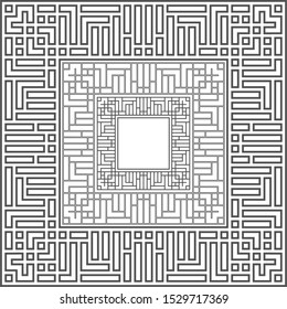 Abstract black maze frame. Greek style.