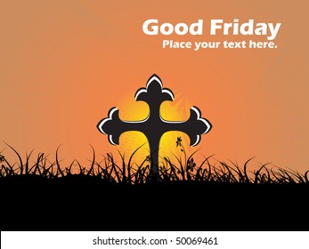 abstract black meadow background with isolated cross