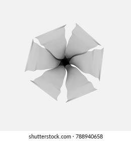 Abstract black mesh on dark background. Futuristic style card. Elegant background for business presentations. Corrupted point sphere. Chaos aesthetics. Vector illustration EPS 10