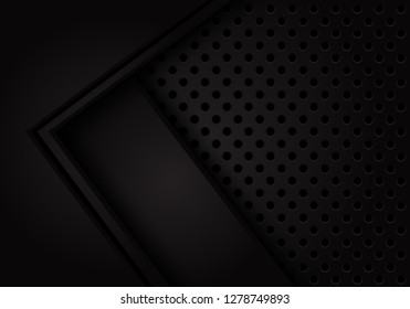 Abstract black metal arrow circle mesh with blank label design modern futuristic background vector illustration.