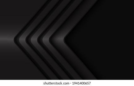 Abstract black metallic arrow direction with blank space design modern luxury futuristic background vector illustration.