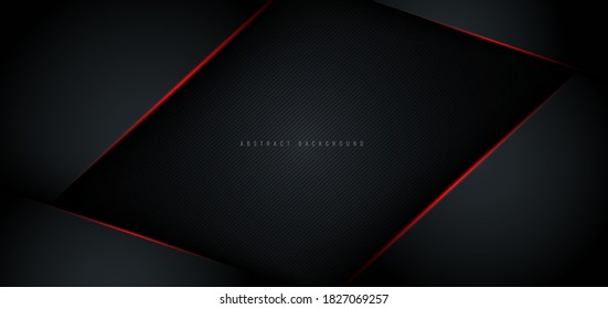 Abstract black metallic with red shiny light layout modern technology design template background. Vector illustration