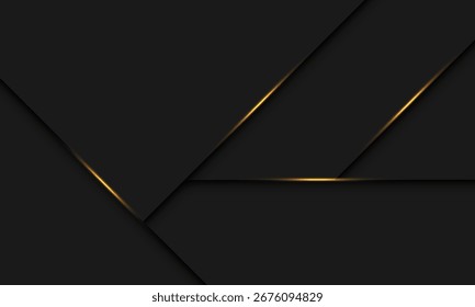 Abstractas negro metálico sombra oro luz diseño geométrico moderno lujoso Vector de fondo futurista